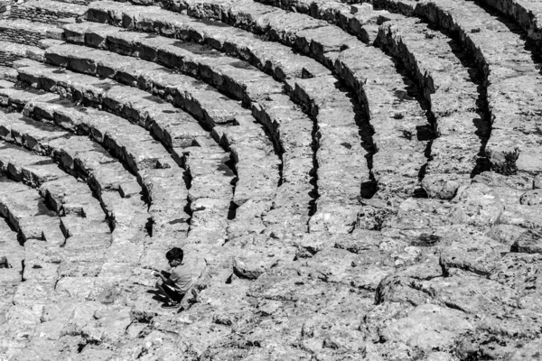 Ruínas Antigas Templo Pedra Natureza Vista Cidade Segesta Sicília Itália — Fotografia de Stock