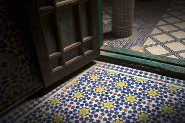 Fas 'ta dekore edilmiş iç dekorasyonun ayrıntıları