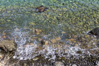 Taormina Denizi - ünlü Akdeniz tatil beldesi, Sicilya, İtalya.