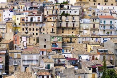 Taormina 'nın mimarisi - ünlü Akdeniz tatil köyü, Sicilya, İtalya.