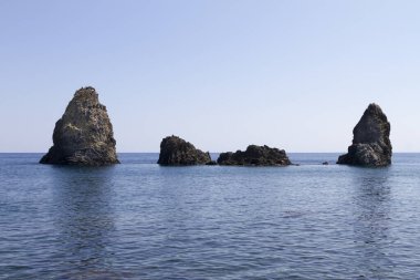 Taormina Denizi - ünlü Akdeniz tatil beldesi, Sicilya, İtalya.