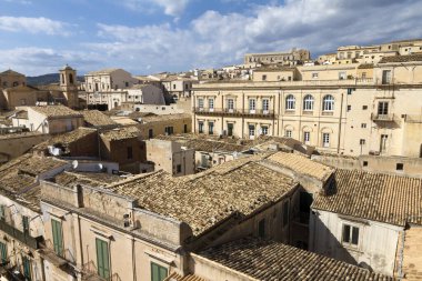 Taormina 'nın mimarisi - ünlü Akdeniz tatil köyü, Sicilya, İtalya.