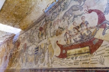 Taormina 'nın eski mimari detayları - ünlü Akdeniz tatil köyü, Sicilya, İtalya.