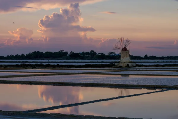 Landscape of salt mines in Marsala, Sicily, Italy.