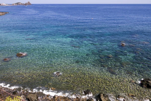 Taormina Denizi Ünlü Akdeniz Tatil Beldesi Sicilya Talya — Stok fotoğraf