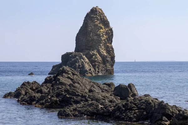 Meereslandschaft Von Taormina Berühmter Mediterraner Kurort Sizilien Italien — Stockfoto