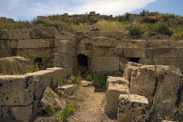 Antiguas Ruinas Del Templo Piedra Naturaleza Vista Desde Ciudad Segesta — Foto de Stock