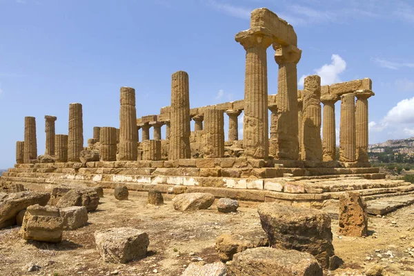 Starověké Zříceniny Údolí Chrámů Agrigento Sicílie Itálii — Stock fotografie