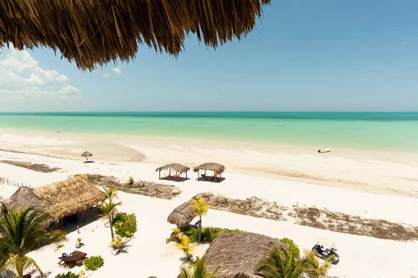 Panorama Luftaufnahme Des Karibischen Meeres Auf Der Insel Holbox Mexiko — Stockfoto