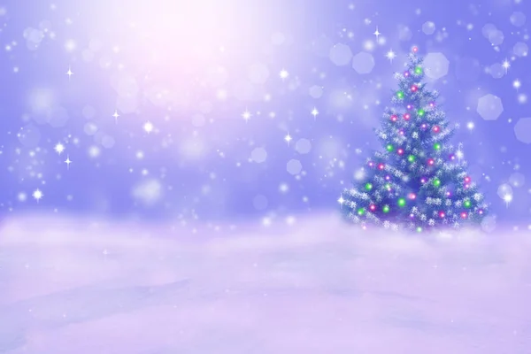 Όμορφη χειμερινή νύχτα φόντο με Χριστούγεννα δέντρο με αντίγραφο χώρου Εικόνα Αρχείου