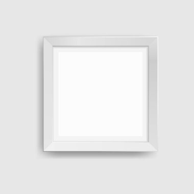 Beyaz arkaplanda izole edilmiş duvar resmi çerçeve şablonları. Gölgeli boş fotoğraf çerçeveleri ve vektör illüstrasyonları. Müzedeki fotoğraf ya da resim için boş çerçeve. Metin için boş alan.