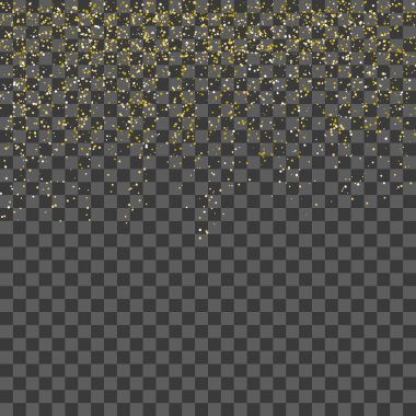Altın parıltılı konfeti. Parlak parçacıkların yansıması. Dekoratif unsur. Tasarımınız, kartlarınız, davetiyeleriniz, hediyeleriniz için lüks bir arkaplan