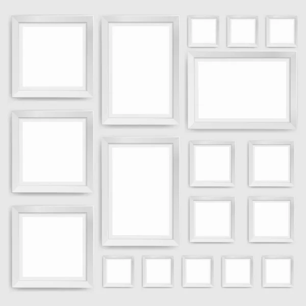 Wall Picture Frame Templates Isolated White Background Blank Photo Frames — Stock Vector