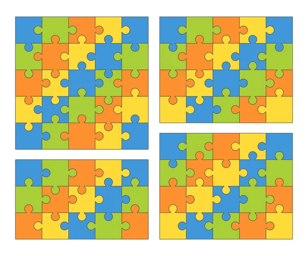 Vector Conjunto Ilustración Puzzles Piezas Separadas — Vector de stock