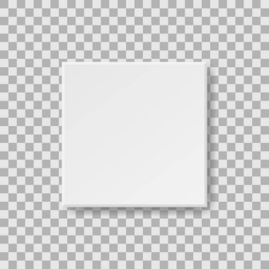 Beyaz kapalı kutu gölgeli 3D model üstten görüntü oluşturur. Şeffaf arkaplanda kutu şablonu.