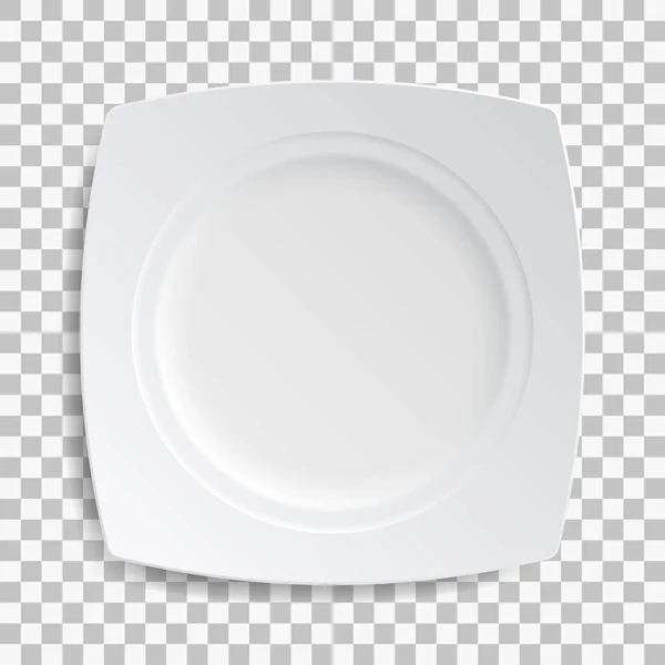 白色盘子在透明的背景上隔离 厨房用具 厨房用具 您的产品的矢量插图 餐具设计元素 — 图库矢量图片