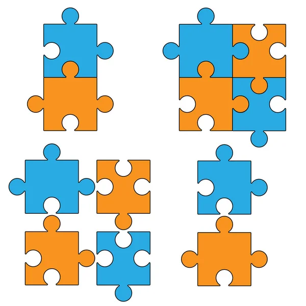 Simple Solutions Concept Compatibility Line Icon Assemble Puzzle Pieces Solving — Stock Vector