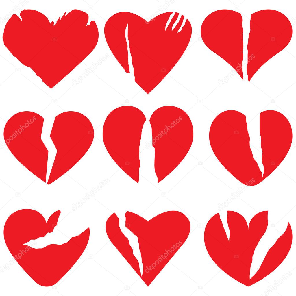 Heartbreak, broken heart or divorce flat icon for apps and websites