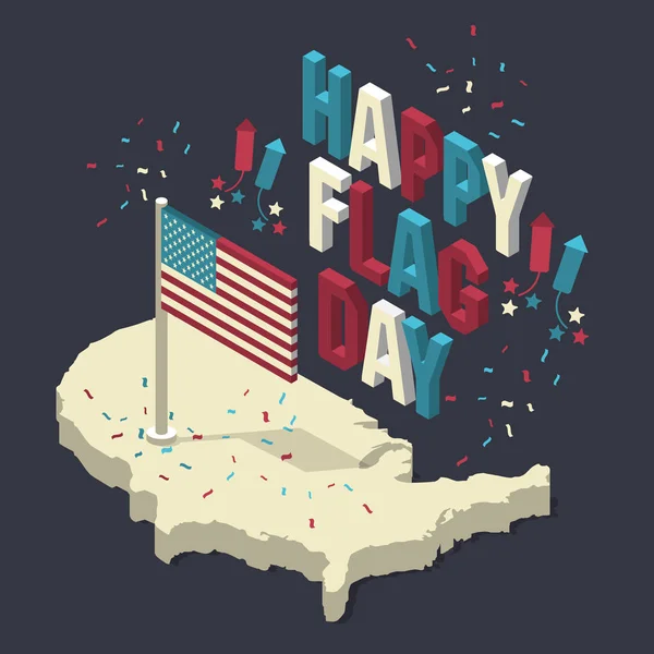 Happy memorial day. Isometric composition with flag. Vector illustration — Stock Vector