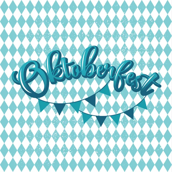 Intestazione blu e bianca con motivo scarabocchiato e testo Oktoberfest. Illustrazione vettoriale . — Vettoriale Stock