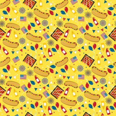 Ulusal Sosisli sandviç günü. Sosisli sandviç vektör. Seamless modeli.