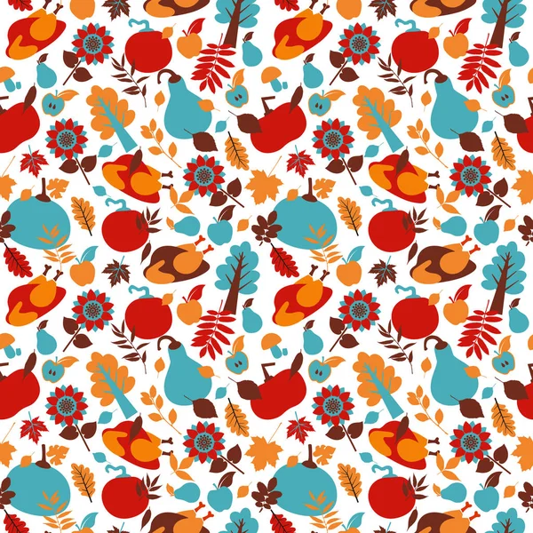 Happy Thanksgiving Day motif sans couture avec des objets de vacances . — Image vectorielle