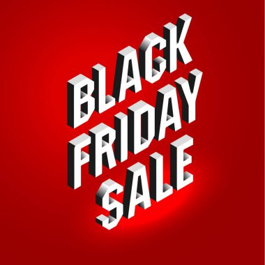 Siyah Cuma satış için karanlık afiş. Gri arka plan üzerinde izometrik pembe metin parlak billboard.