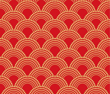 Çince Geleneksel oryantal süs arka plan, kırmızı altın desenle sorunsuz