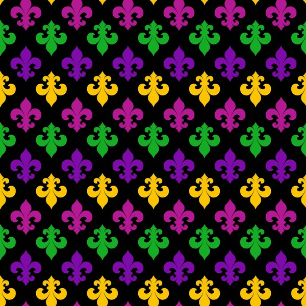 Mardi Gras Carnaval motif sans couture avec fleur de lis. Mardi Gras fond sans fin, texture, enveloppement. Illustration vectorielle . — Image vectorielle