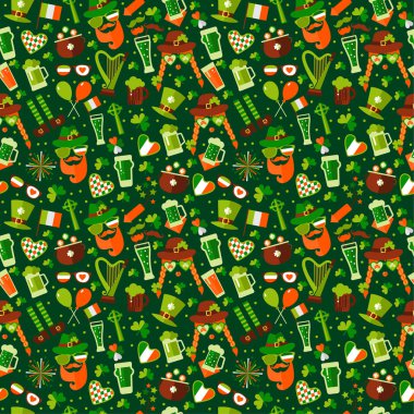 Yeşil zemin üzerine Saint Patricks Günü için seamless modeli