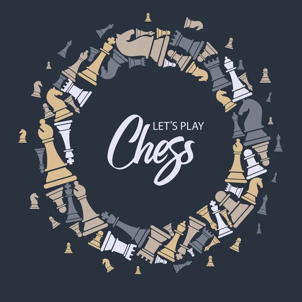 Imprimer avec des morceaux de couronne d'échecs. Design permet de jouer aux échecs . — Image vectorielle