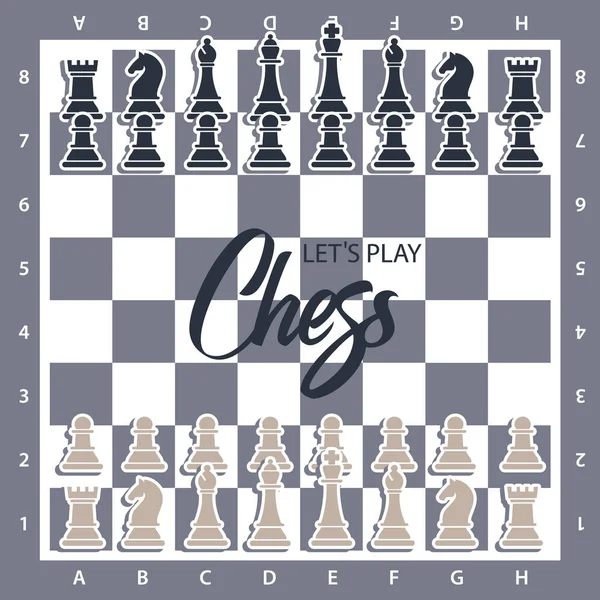 Schachbrett mit Figuren. Wector Illustration von Schach — Stockvektor