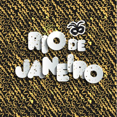 Rio de Janeiro'da karnaval altın seamless modeli üzerinde