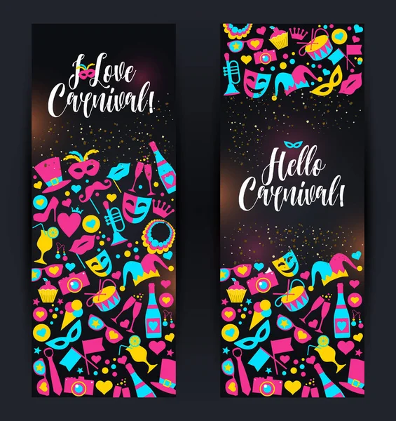 Heldere vector carnaval banners in neon stijl — Stockvector