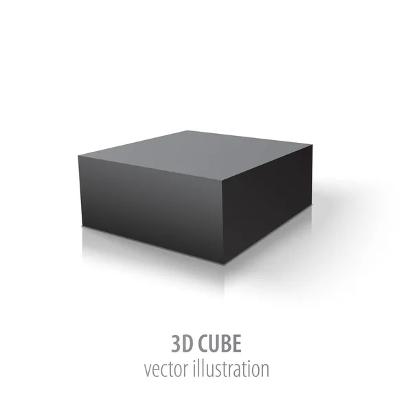 Cubo negro 3D aislado sobre fondo blanco . — Vector de stock