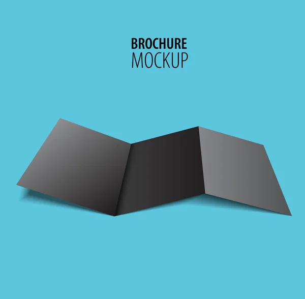 Zwarte brochureontwerp geïsoleerd op blauw. Realistische stijl. — Stockvector