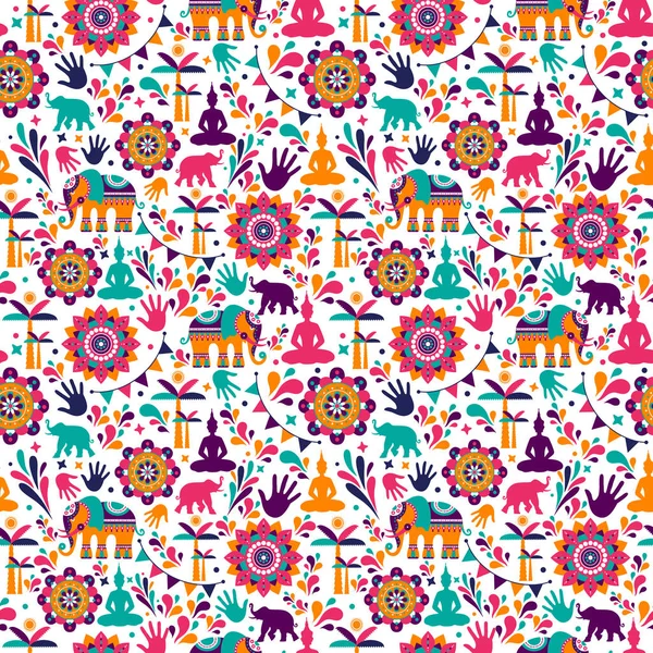 Happy holi vector elements seamless pattern design , Happy holi design with colorful icon. — Free Stock Photo