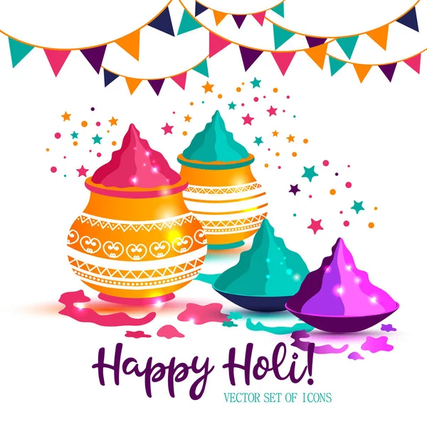 Festival indiano de feliz Holi colorido fundo ilustração . — Vetor de Stock