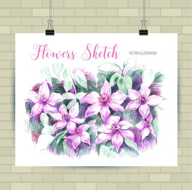 Vektör biçiminde çizim çizimi. Güzel peyzaj ve kentsel unsurları ile Poster. Elle çizilmiş illüstrasyon.