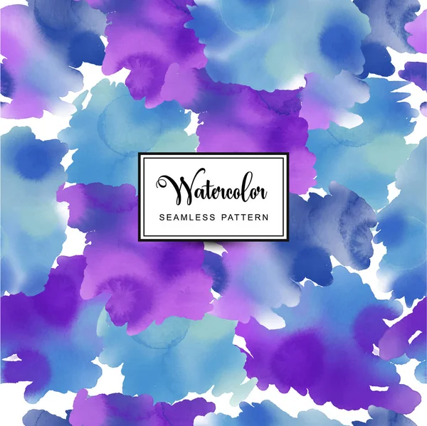 青と紫の水彩画の背景、ベクトルシームレスパターンタイル — ストックベクタ