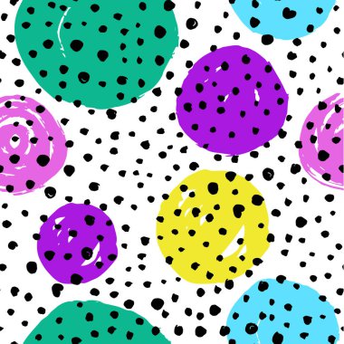 Elle çizilmiş dokuları olan yaratıcı, pürüzsüz desen. Soyut arkaplan. Polka nokta deseni.