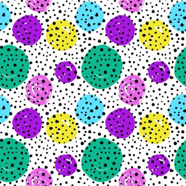 Elle çizilmiş dokuları olan yaratıcı, pürüzsüz desen. Soyut arkaplan. Polka nokta deseni.