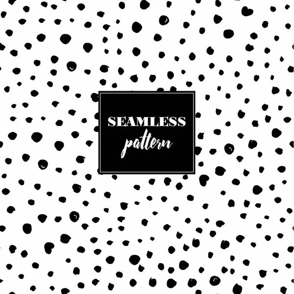 Creative seamless pattern with hand drawn textures. Abstract background. Polka dot pattern. Black and white. — Stock Vector