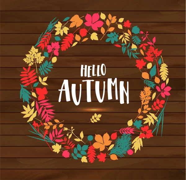 Осенний листовой плакат. Оранжевые листья клена, сентябрьская листва, помещены в рамку с текстом Осень на осень . — стоковый вектор