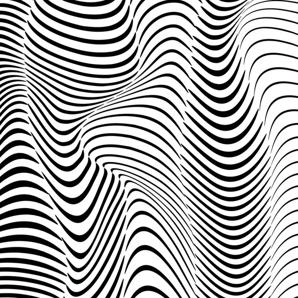 Abstrakt vågiga ränder mönster. Vacker geometrisk vågkonsistens. Mode svart och vit våg design. — Stock vektor