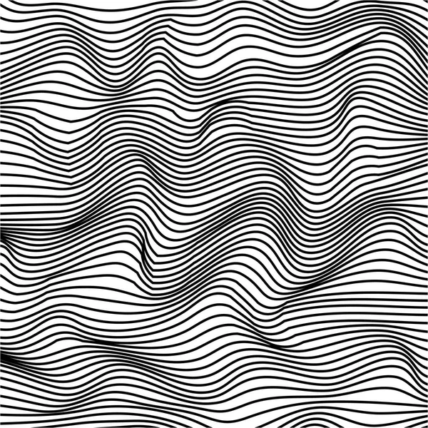 Pola gelombang belang abstrak. Indah tekstur gelombang geometris. Desain gelombang hitam dan putih fashion . - Stok Vektor