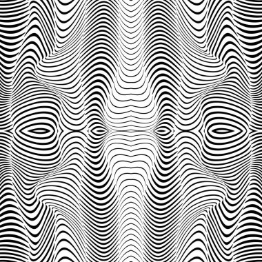 Soyut dalgalı çizgili desen. Güzel geometrik dalga dokusu. Moda siyah beyaz dalga tasarımı.