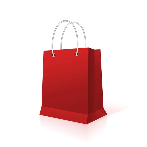 Papel de compras saco vermelho vazio, ilustração vetorial — Vetor de Stock