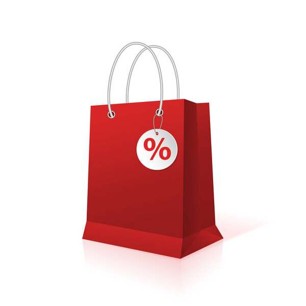 Shopping paper red bag empty, vector illustration