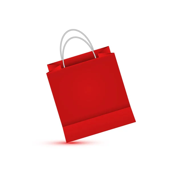 Winkelen papier rode zak leeg, vector illustratie — Stockvector